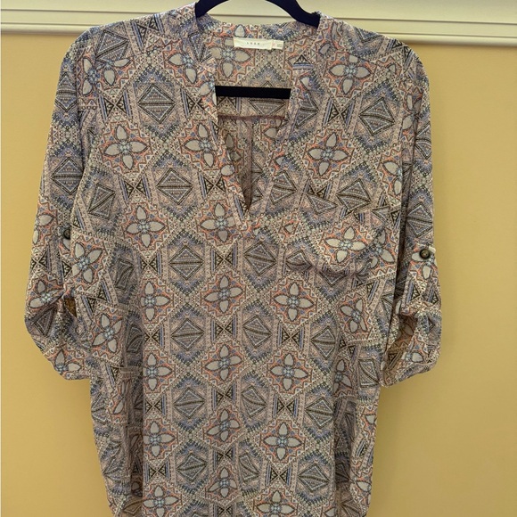 Lush, Small, Mosaic Tile Tunic Top with Pocket on Chest. - Picture 1 of 3